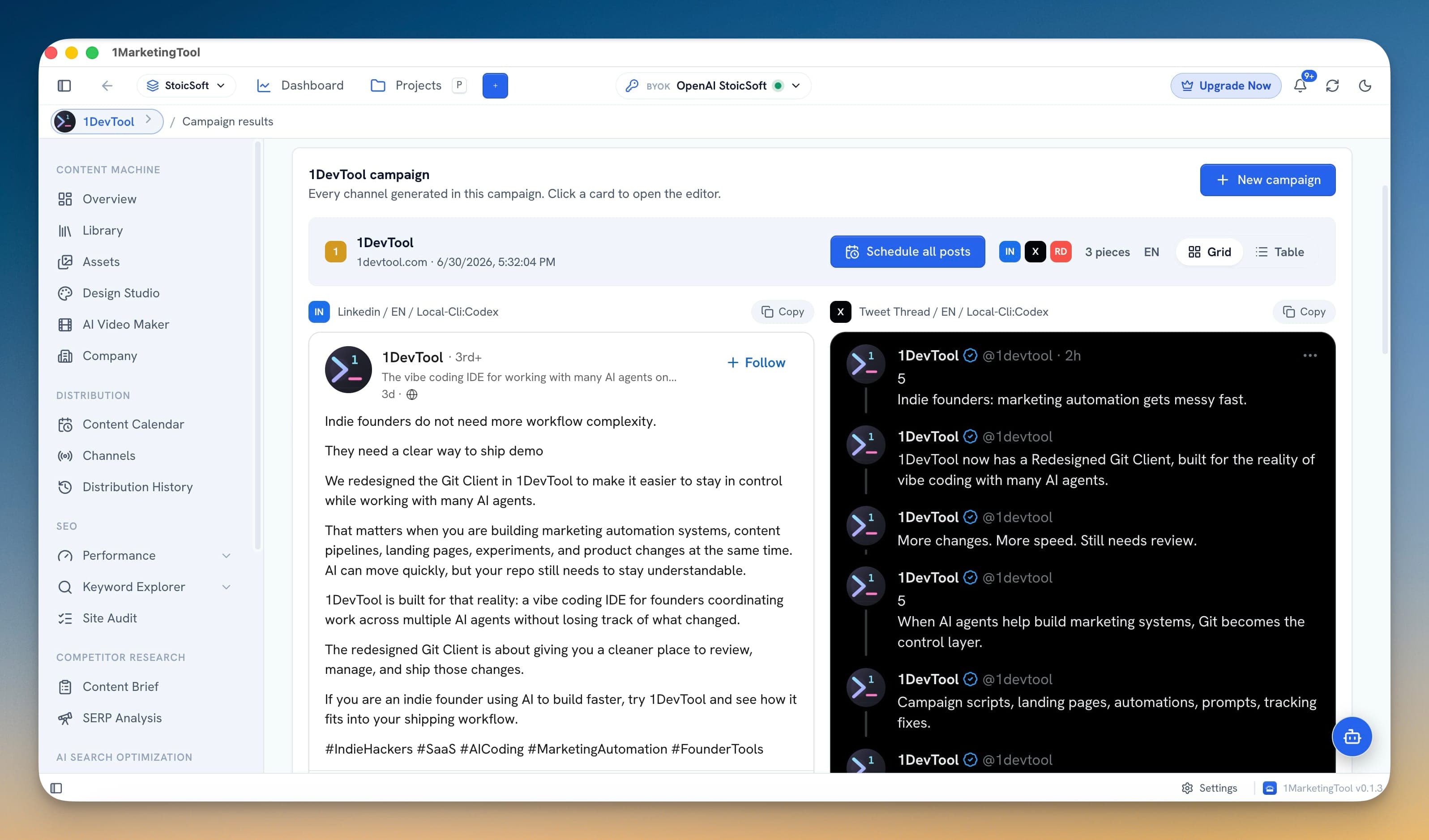 1MarketingTool - Campaign results